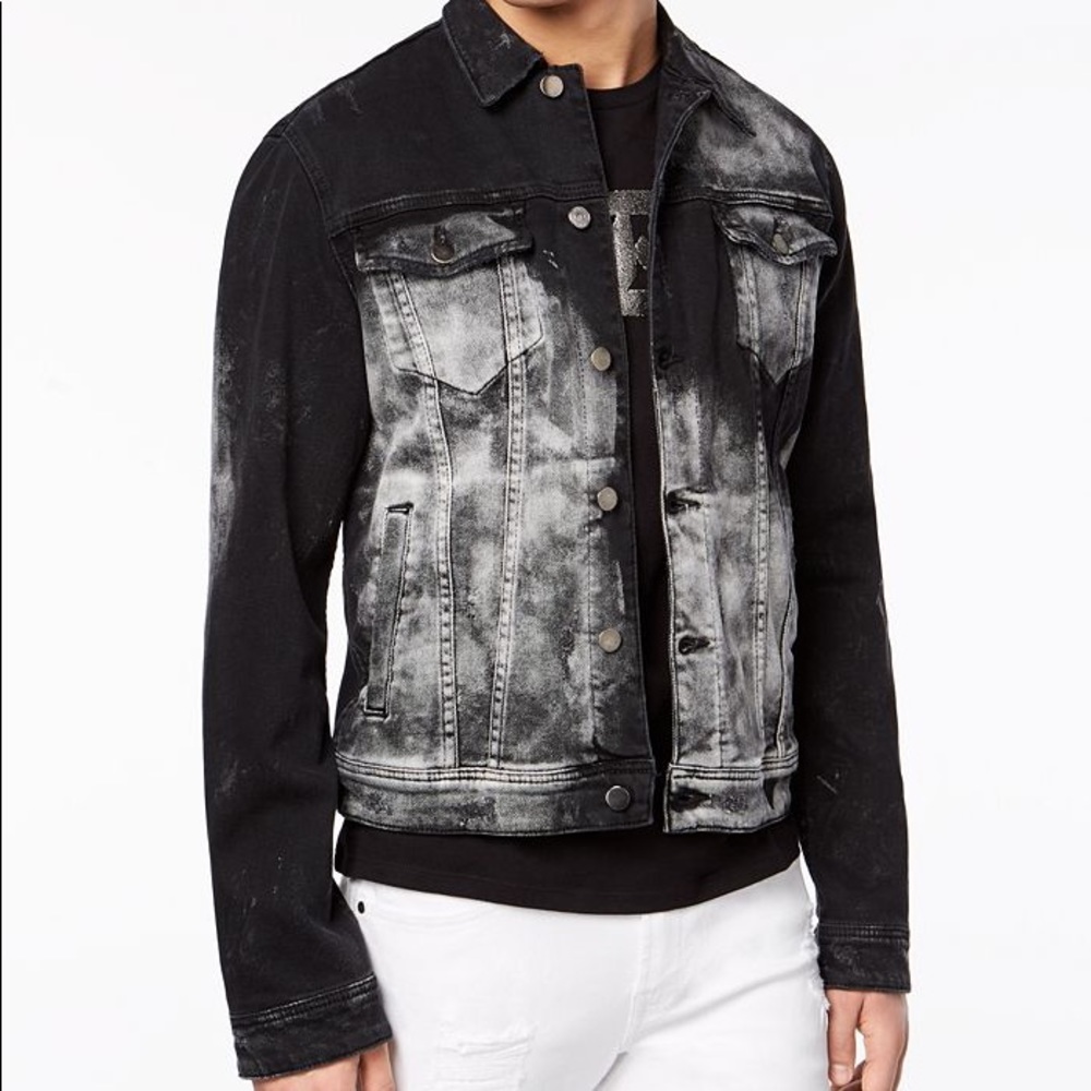 Men's Rex Studded Destroyed Denim Jacket